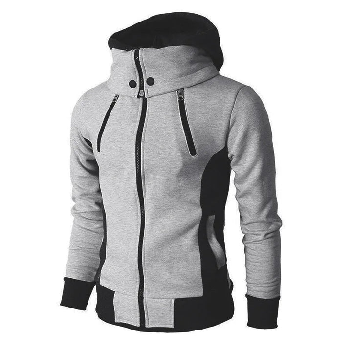 Levoire | Veste de sport en polaire slim fit avec zip et capuche pour hommes Gris clair
