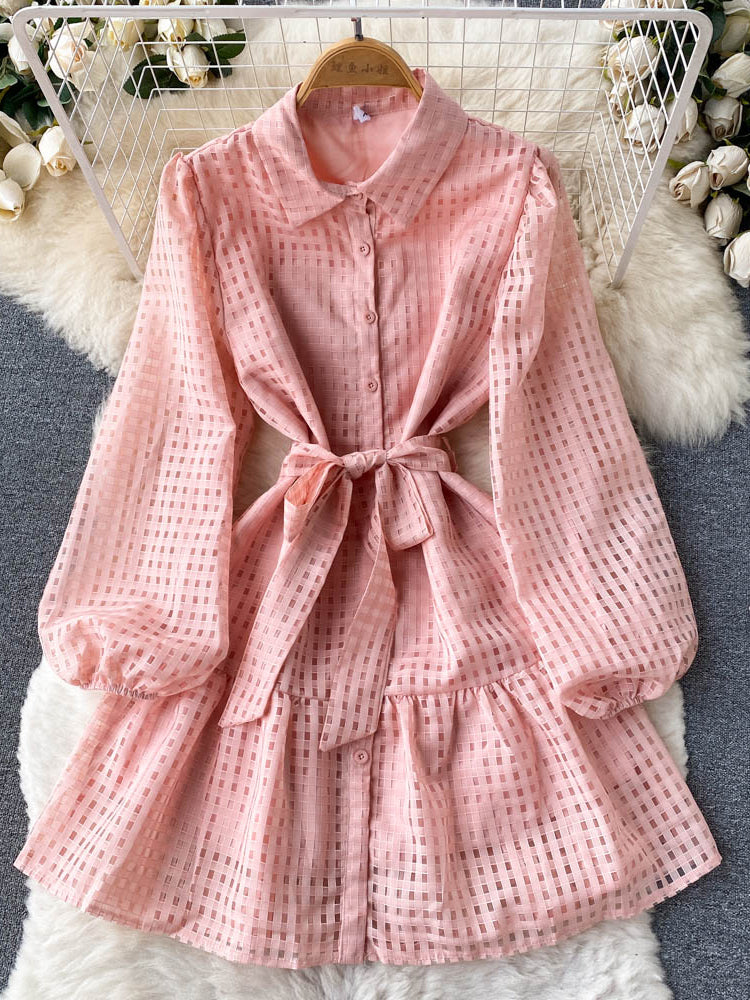 Levoire | Robe Mini Élégante Avec Manches Lanternes Une taille Rosa