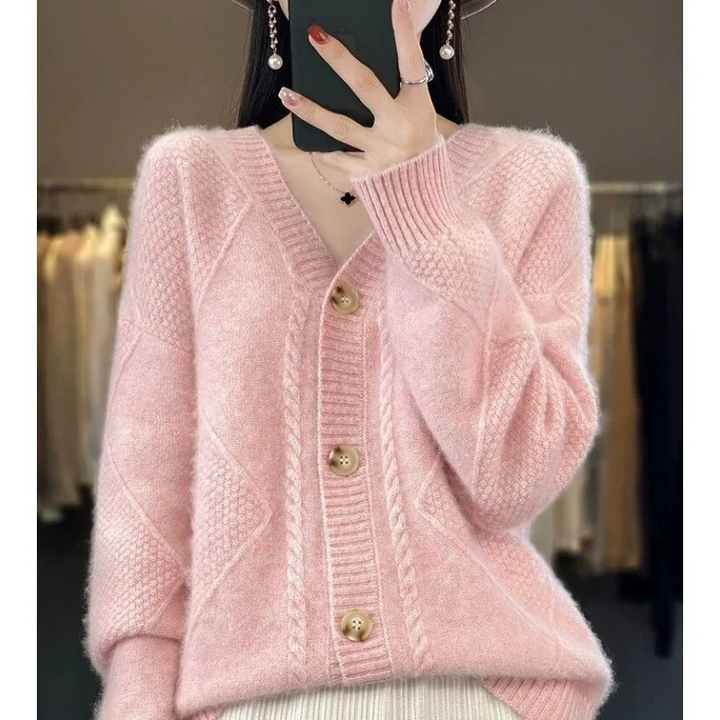 Levoire | Gilet pour femmes avec décolleté en V et liste de boutons Rosa