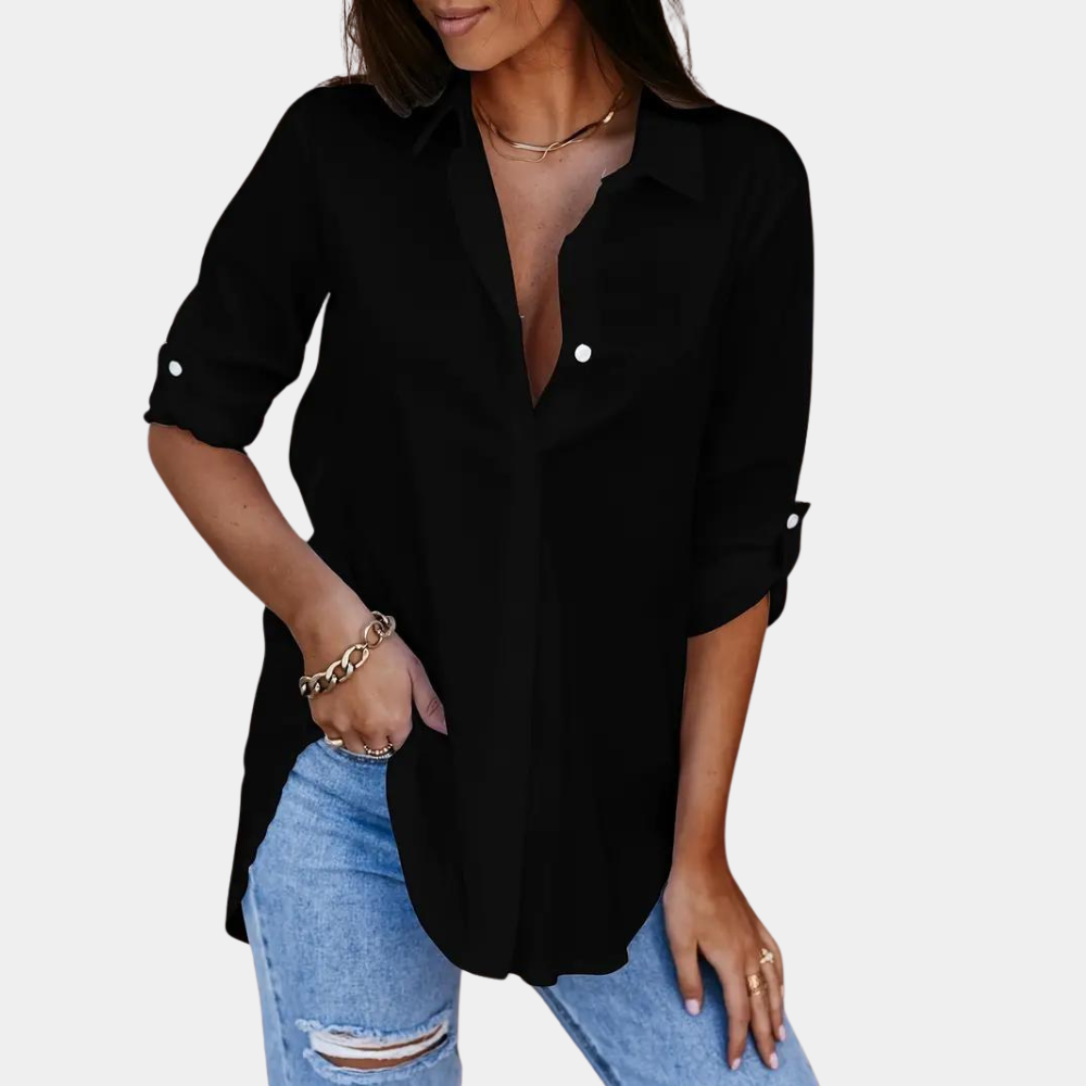 Levoire | Chemisier femme à manches longues col classique Noir