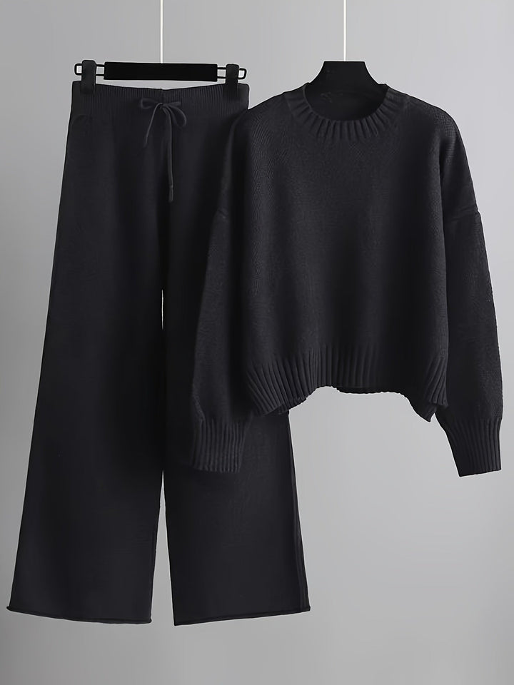 Levoire | Tenue Femme Avec Pull Et Pantalon Large Noir