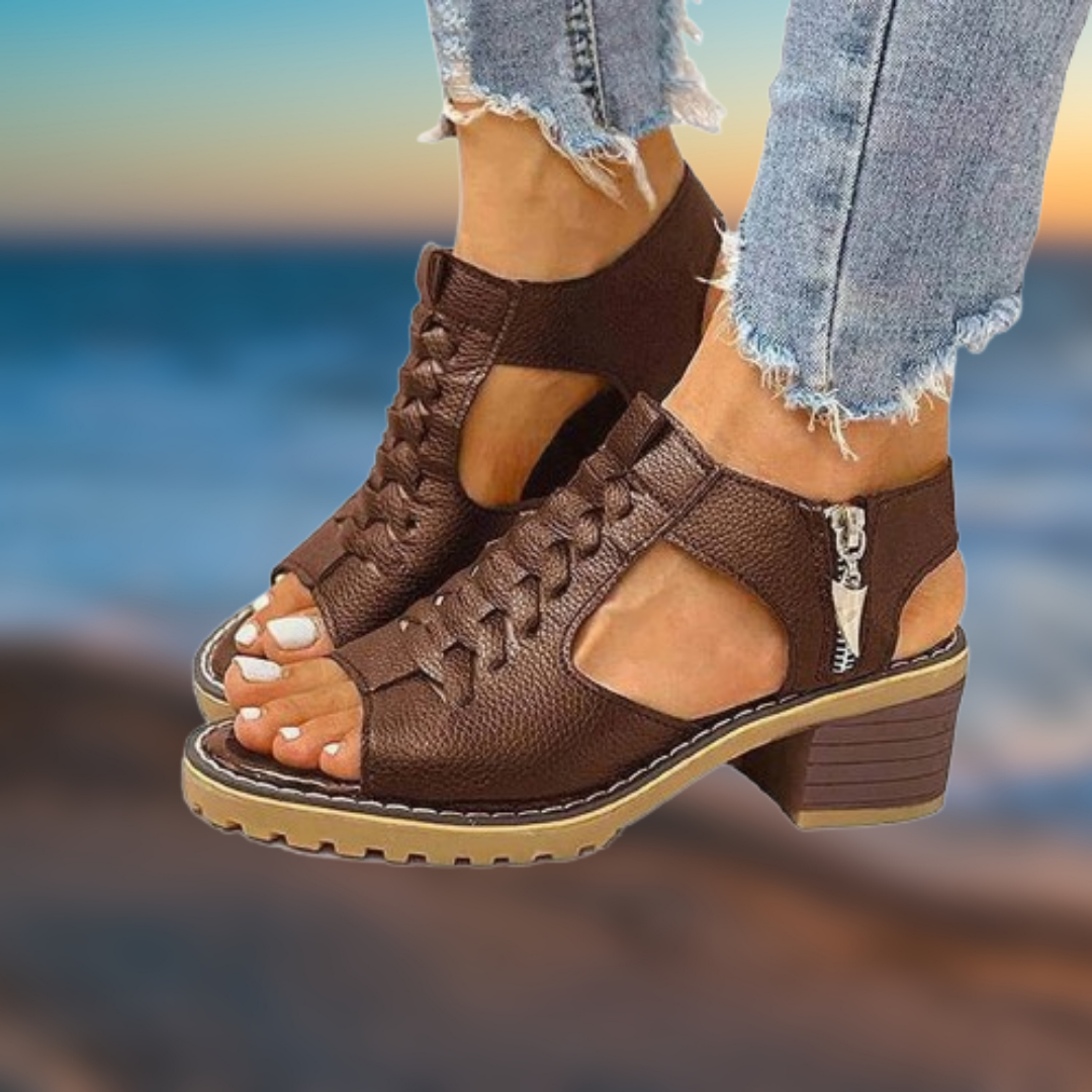 Levoire | Talon d'été avec zip Marron