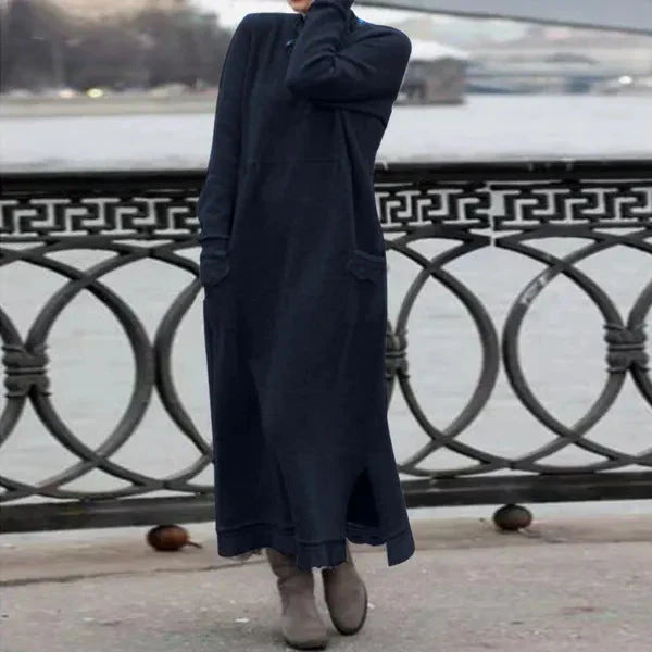 Levoire | Robe maxi élégante pour les jours frais Bleu marine