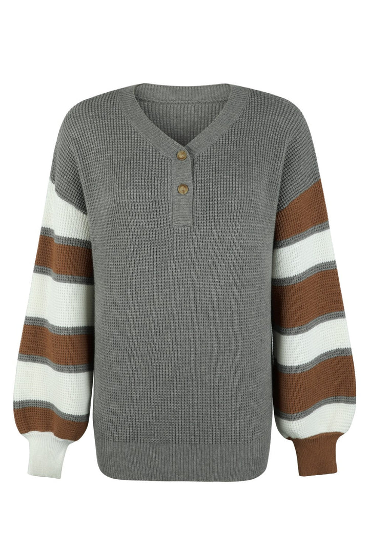 Levoire | Pull À Col En V Ouvert De Couleur Classé Avec Manches Longues