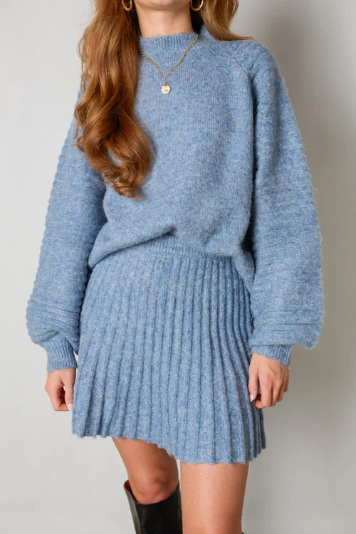 Levoire | Pull Plissé Élégant Et Jupe Stoffbleu