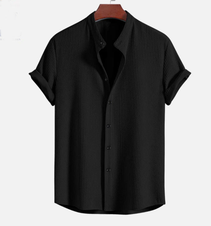 Levoire | Haut Col Montant T-Shirt À Côtes, Coupe Musclée Noir