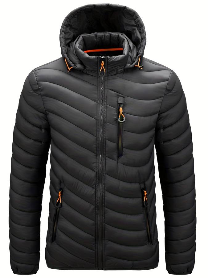 Levoire | Manteau Long Avec Capuche Boutonnée Et Poches Chauffantes Noir