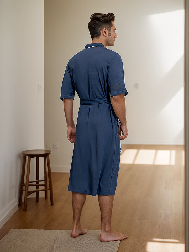 Levoire | Peignoir Pour Homme Élégant À Manches Courtes Et Poches Doubles