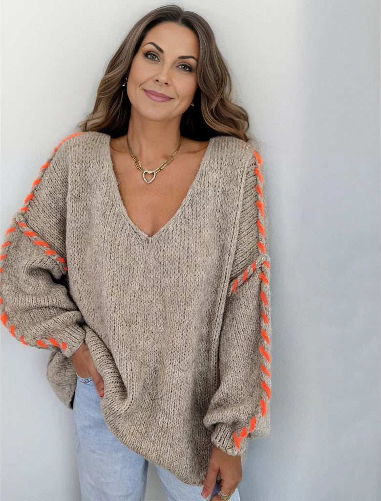 Levoire | Pull Long À Manches Longues Élégant Avec Imprimé Intéressant 2XL