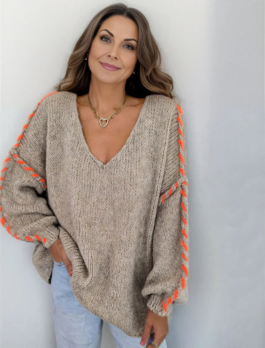 Levoire | Pull Long À Manches Longues Élégant Avec Imprimé Intéressant
