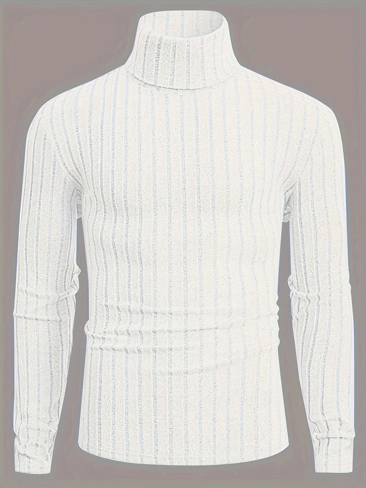 Levoire | Pull En Tricot Rayé Avec Col Pour Hommes Blanc