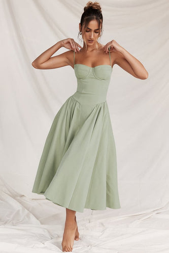 Levoire | Chic Robe D'Été Midi Sans Manches Avec Découpe Corset