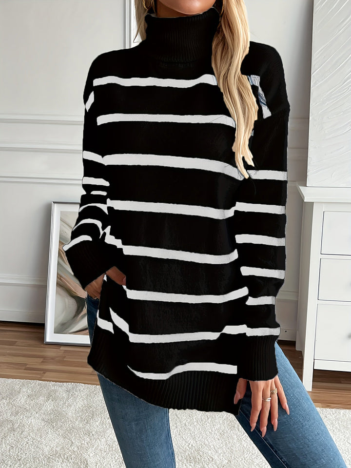 Levoire | Chemise En Peluche Rayée Longue Et Chaude Noir