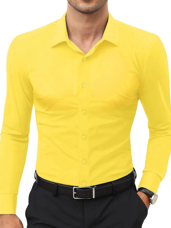 Levoire | Slim Fit Stretch Chemise Homme Boutonnée Kurkkuma