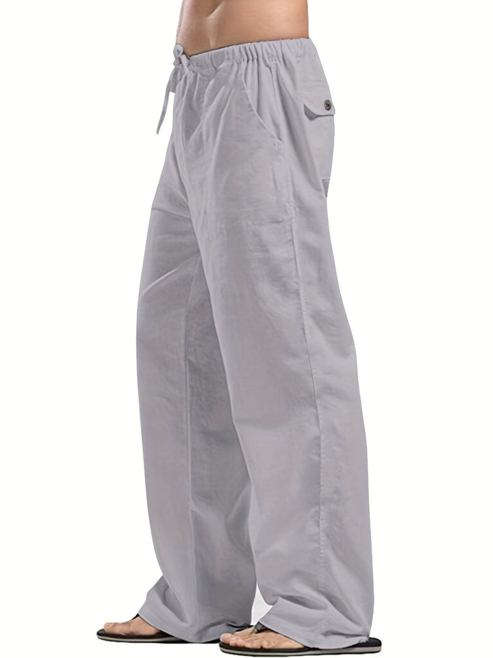 Levoire | Pantalons Pour Hommes En Mélange De Coton Et De Lin Avec Une Taille Élastique Décontractée