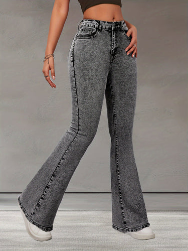 Levoire | Stretch Denim Flare Leg -Jeans Dans Une Couleur Unie Élégante