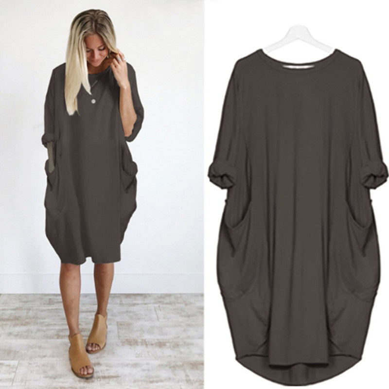 Levoire | Robe Confortable Avec Poches Marron café