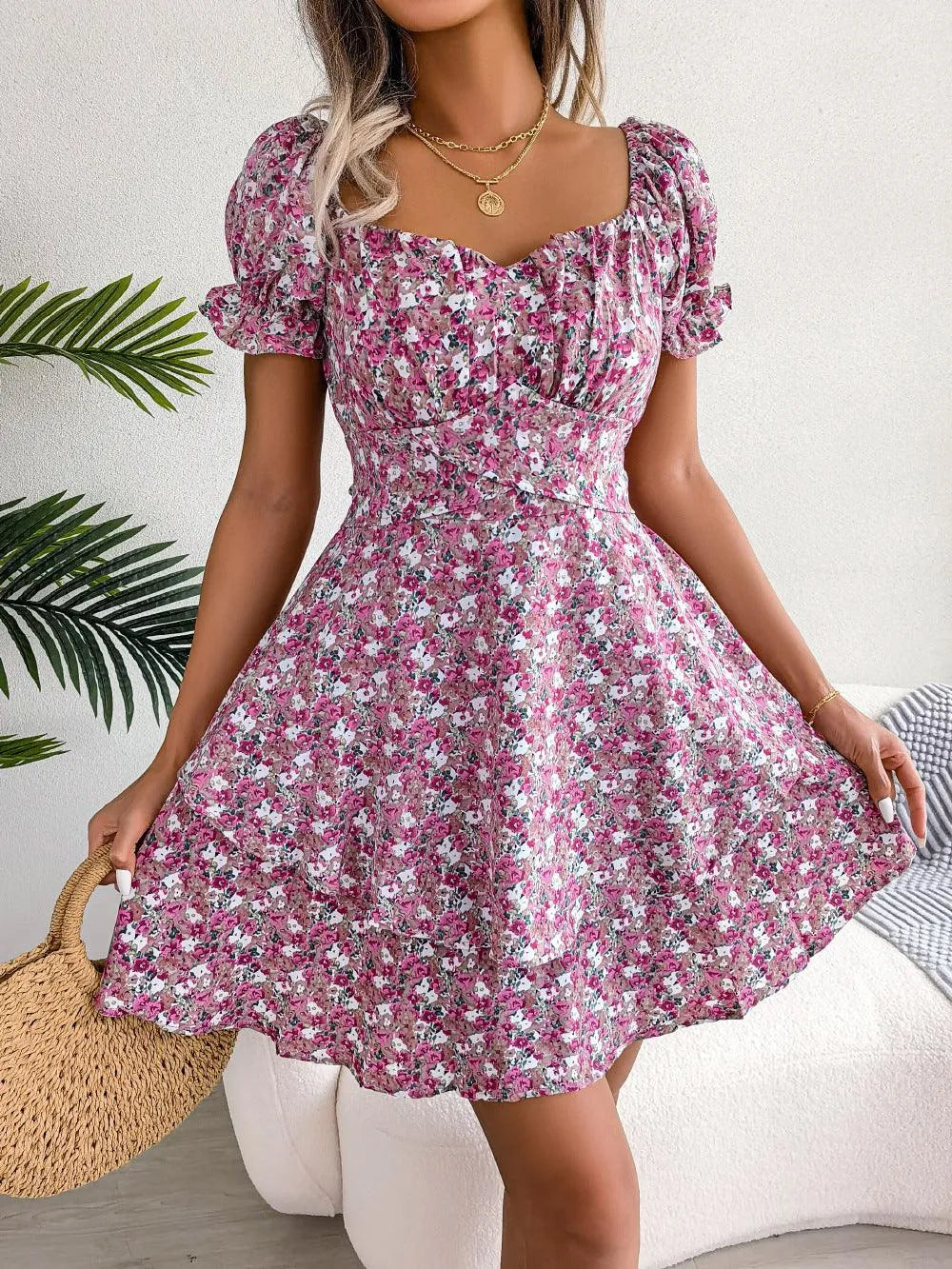 Levoire | Robe d'été à taille haute à manches courtes