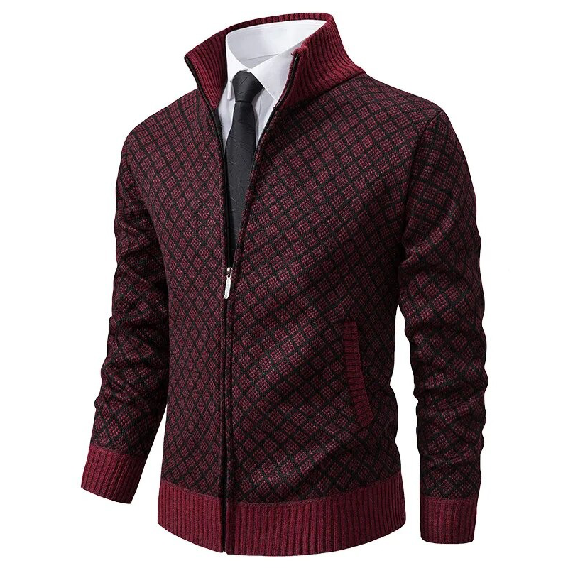 Levoire | Pull En Tricot Avec Motif Jacquard Et Sensation Cachemire Rouge Bourgogne Royal