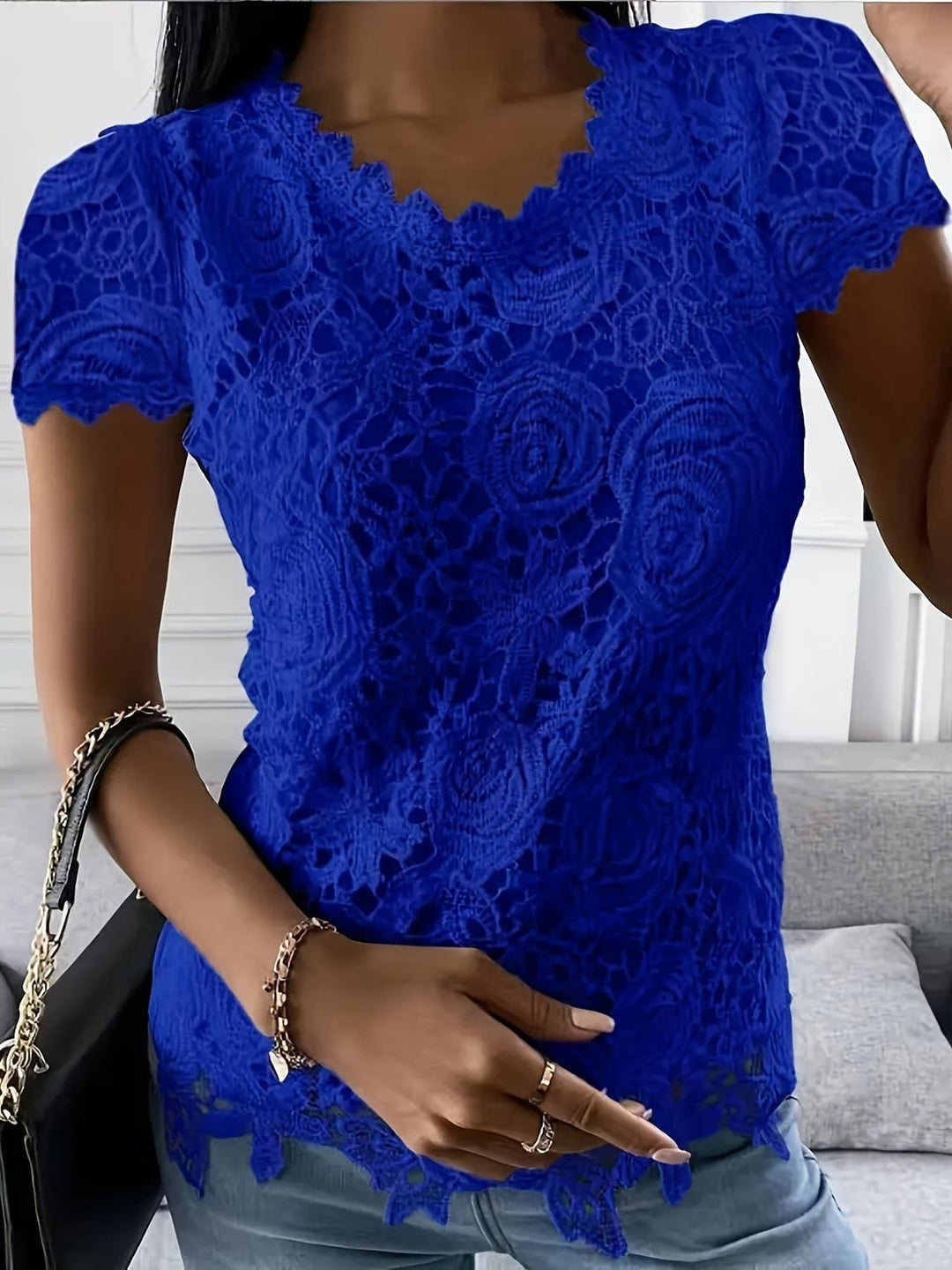 Levoire | Blouse À Dentelle Bleu