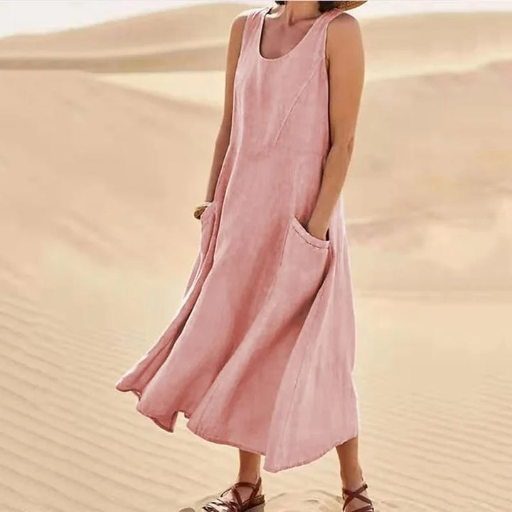 Levoire | Robe D'Été À Manches Courtes Élégante Décontractée Robe Rosa