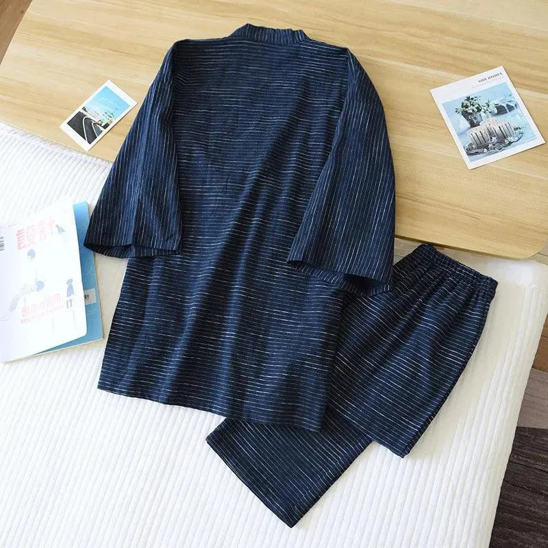 Levoire | Robe kimono rayée en coton léger