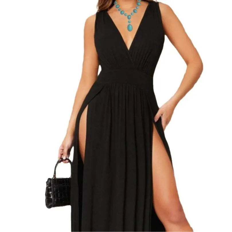 Levoire | Robe sans bretelles V pour femmes Noir