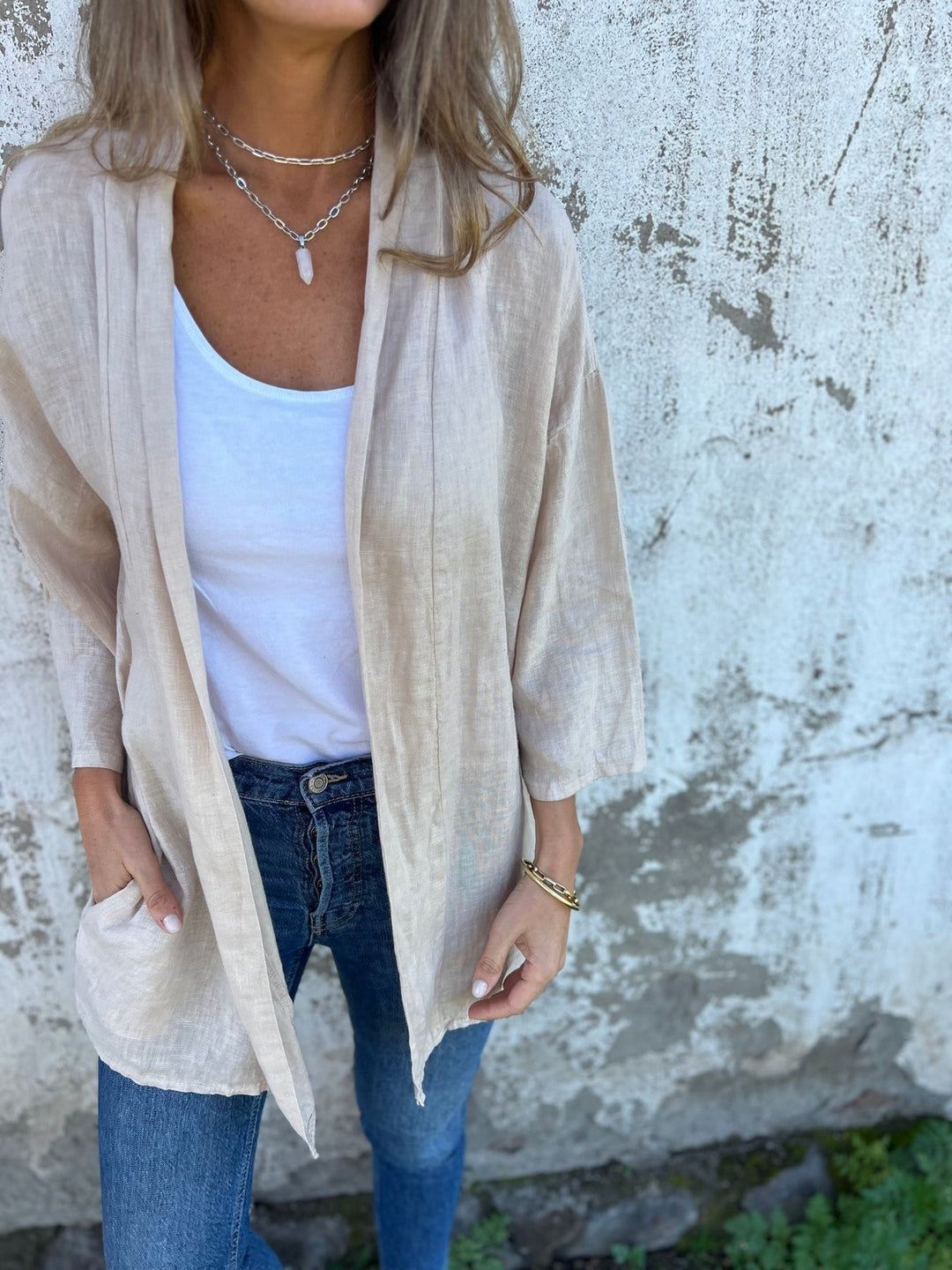 Levoire | Gilet En Lin Avec Volants Et Manches 3/4