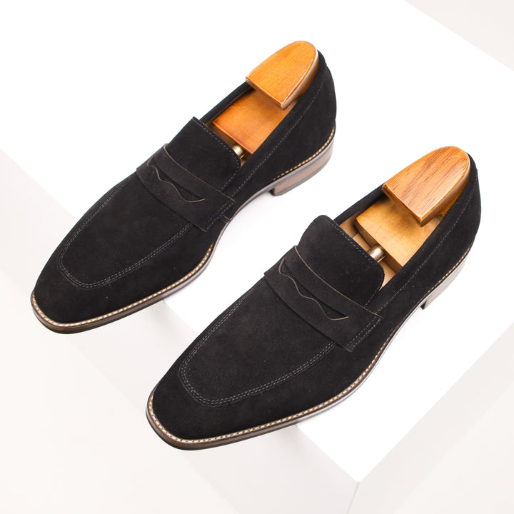 Levoire | Mocassins En Cuir À Enfiler Penny Chaussures Pour Hommes Noir