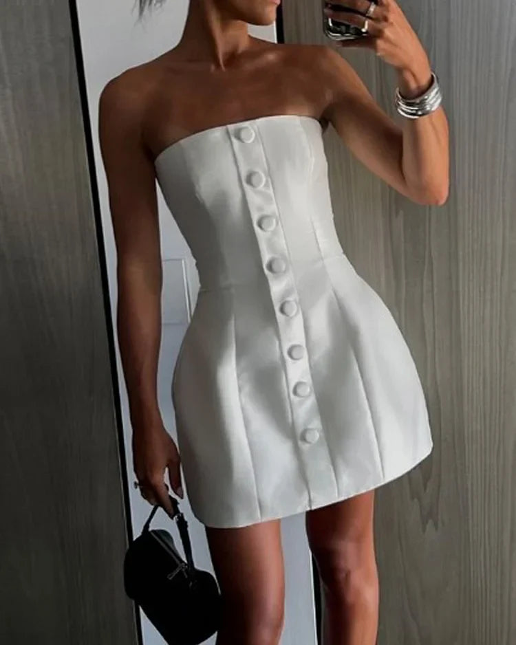 Levoire | Robe Avec Fermeture À Boutons Devant Blanc