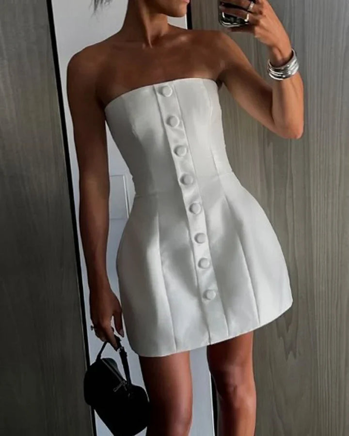 Levoire | Robe Avec Fermeture À Boutons Devant Blanc
