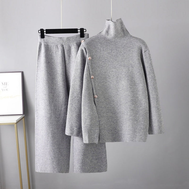 Levoire | Pull À Col Ronde Et Pantalons En Tricot Amples Gris une taille