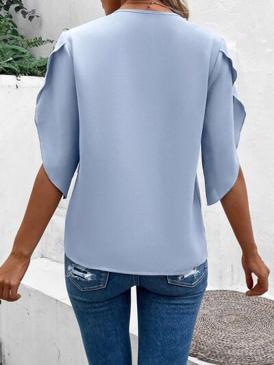 Levoire | Détail En Dentelle Blouse À Manches Demi-Longues En V