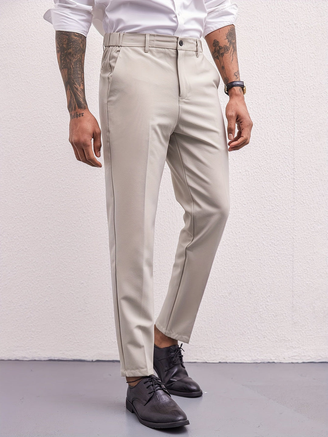 Levoire | Pantalon Slim Fit & Plissee Uni Pour Hommes Style Professionnel