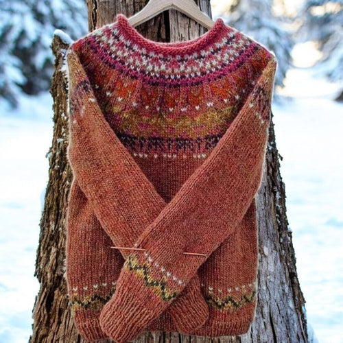 Levoire | Pull Vintage Islandais À Col Ras Du Cou Élégant