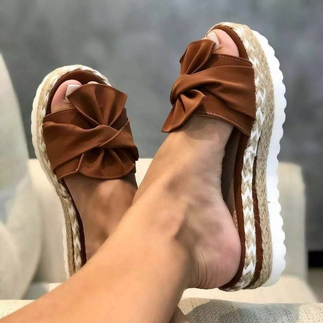 Levoire | Sandales À Talons Tissées Avec Détail De Nœud Été Peeptoe-Plateforme Braun