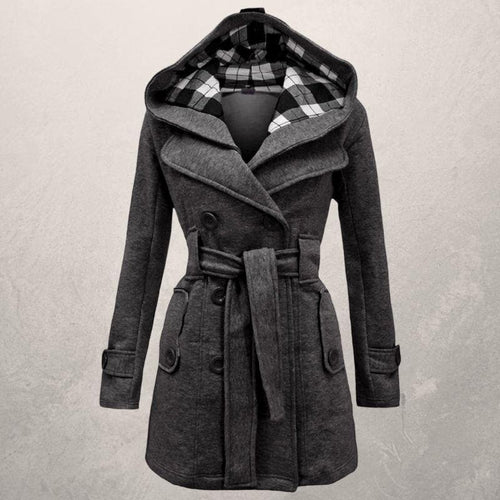 Levoire | Veste À Capuche Ceinturée À Manches Longues Avec Bouton