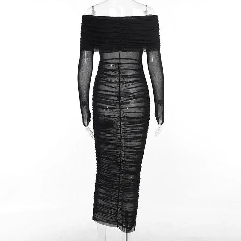 Levoire | Robe en filet noir transparente pour femmes Noir