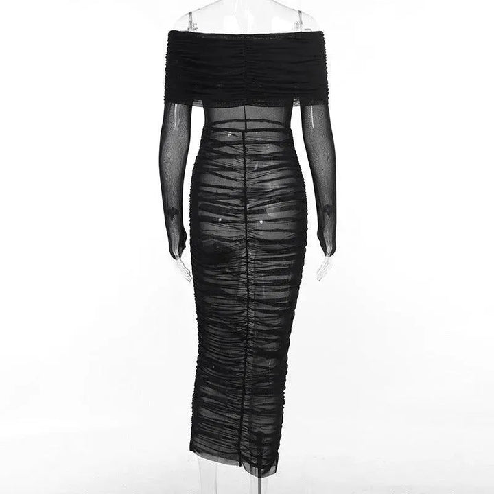 Levoire | Robe en filet noir transparente pour femmes Noir