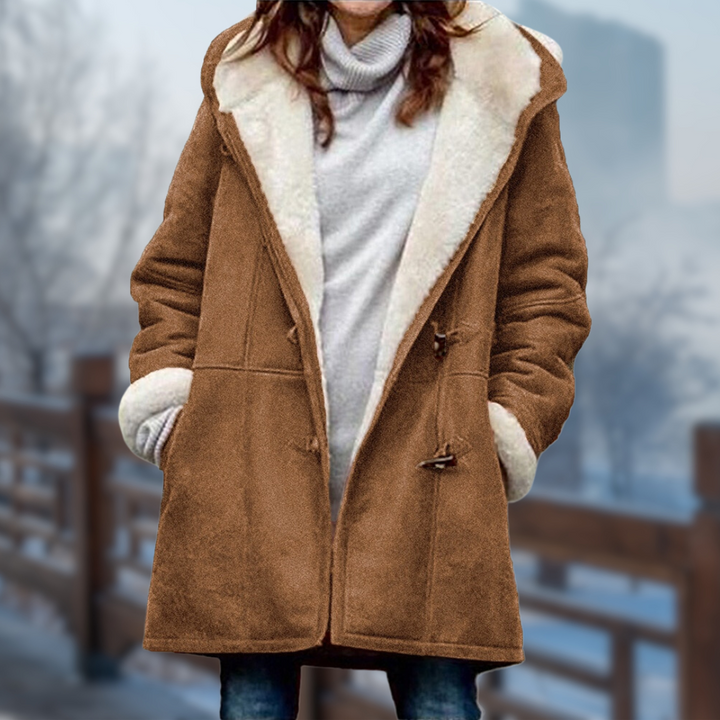 Levoire | Manteau En Fleece Long Doux Et Confortable Pour Femmes Avec Capuche Khaki