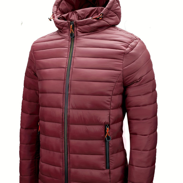 Levoire | Veste En Nylon Léger Matelassée Pour Hommes Avec Capuche Rouge foncé-A