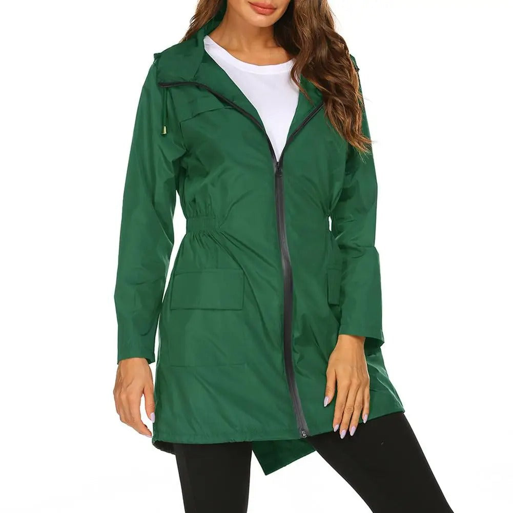 Levoire | Veste De Pluie Coupe-Vent Pour Femmes Avec Cordon De Serrage Vert