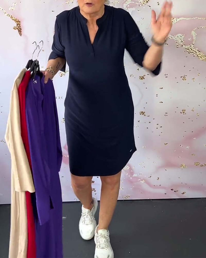 Levoire | Robe Midi Unie Avec Décolleté En V