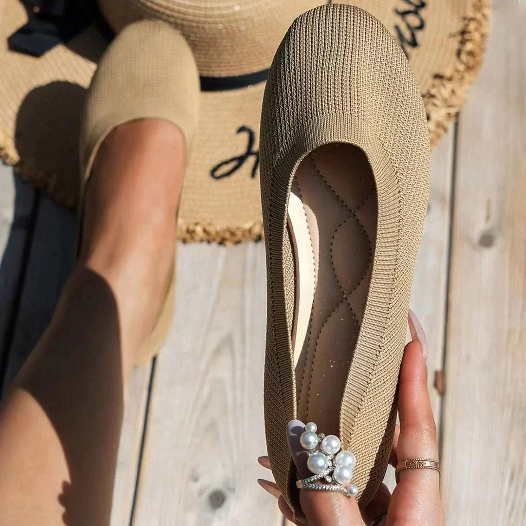 Levoire | Ballerines Tricotées Respirantes Pour Femmes Chameau