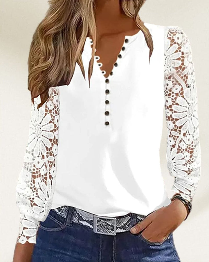 Levoire | Blouse Avec Fermeture À Boutons Et Manches En Dentelle