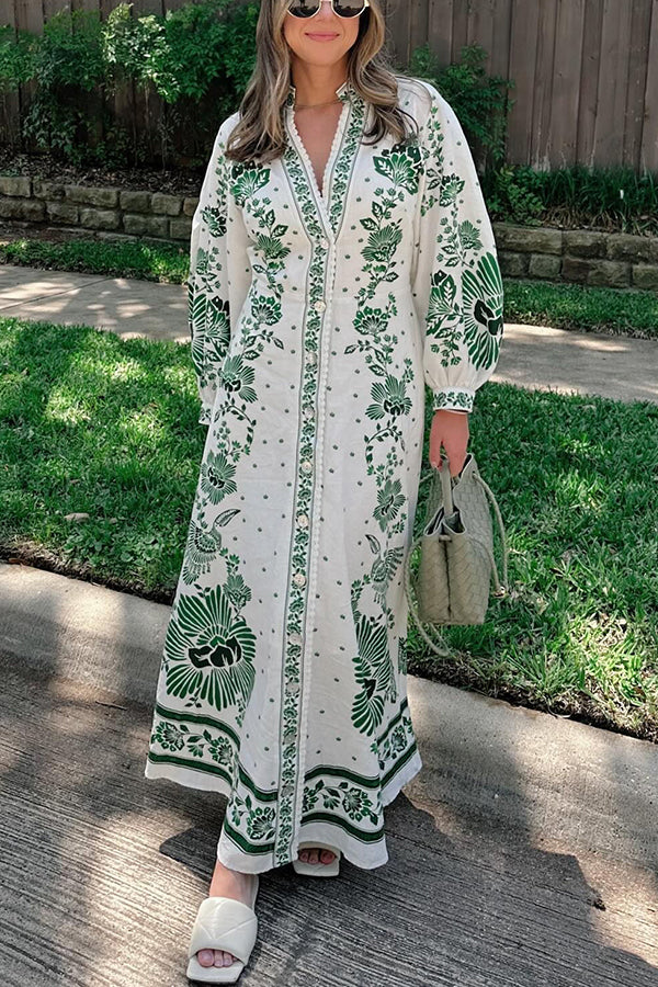 Levoire | Robe maxi à manches longues imprimée