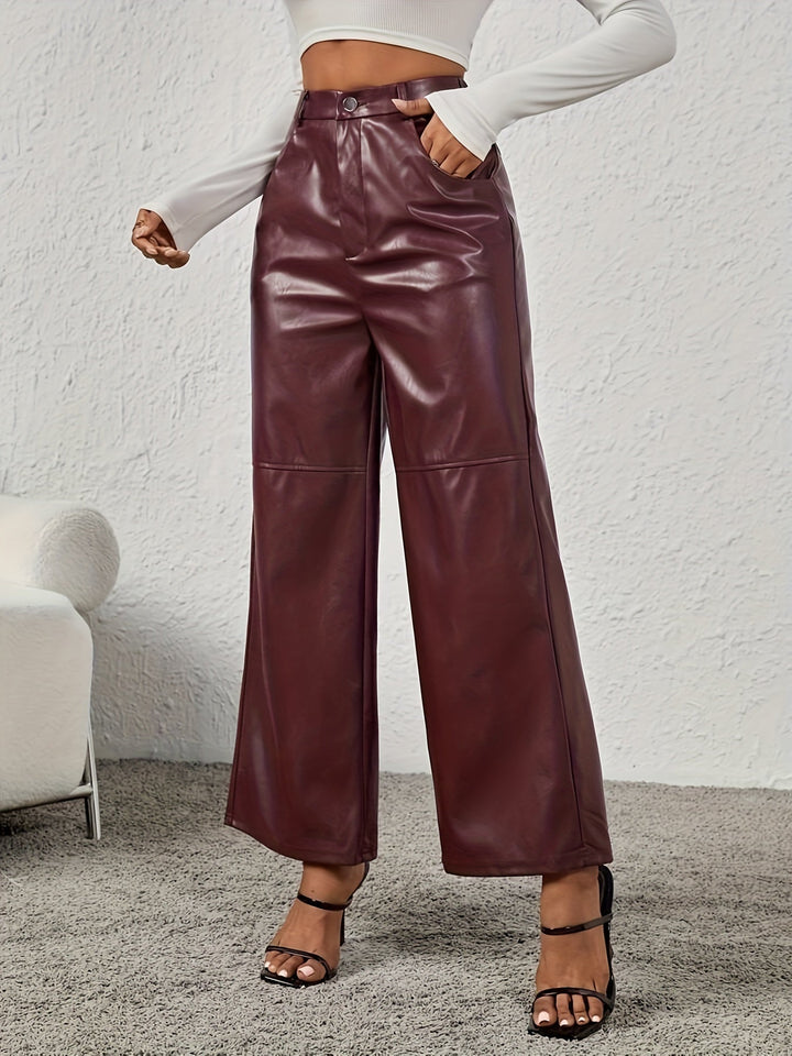 Levoire | Pantalons En Simili Cuir Larges Et Élégants Avec Des Poches Biais