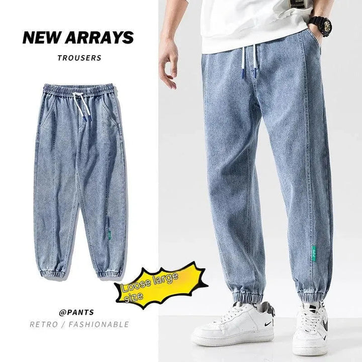 Levoire | Pantalons en jean pour hommes grande taille à jambe ample Bleu ciel