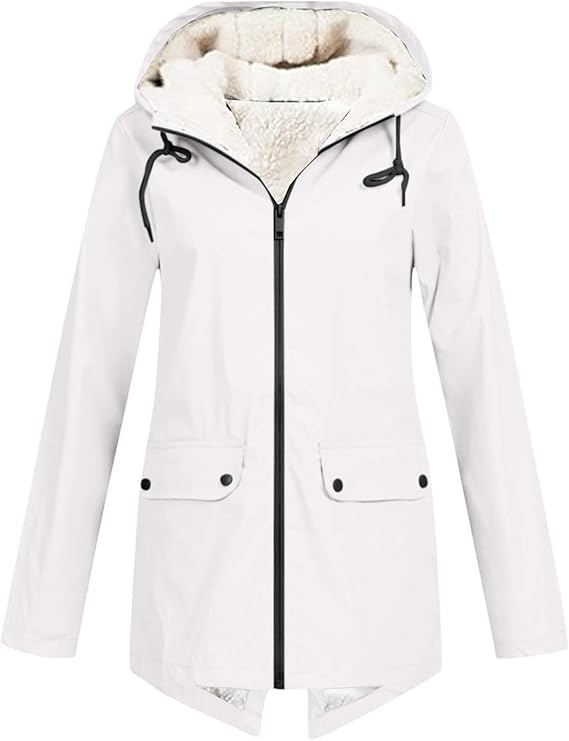 Levoire | Veste à capuche à manches longues chaude avec zip Blanc