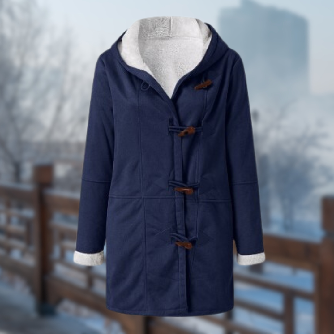 Levoire | Veste Polaire Longue Douce Et Confortable Pour Femmes Avec Capuche Bleu